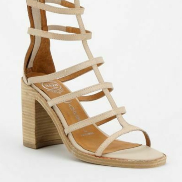 NEW Jeffrey Campbell La Cage WOOD BLOCK HEEL KNEE HIGH   gladiator sandal 9.5 - Picture 6 of 17